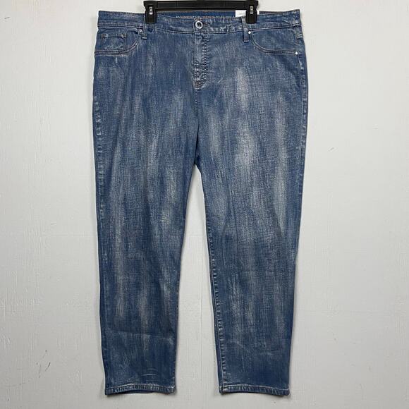 Chico’s So Slimming Girlfriend Slim Leg Silver Coated Ankle Jeans Size 20 NWT - Picture 1 of 16
